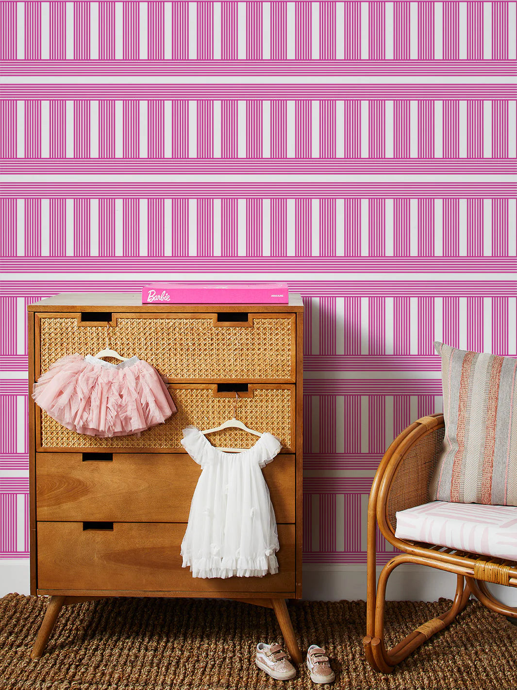 Roman Holiday Grid Wallpaper- 219 Barbie Collection