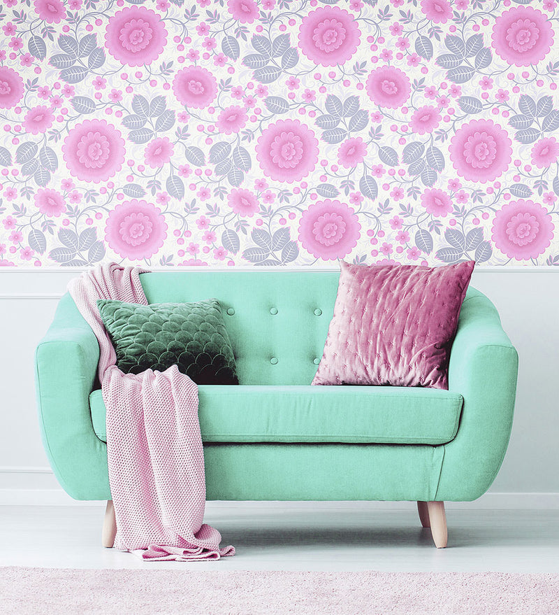 Velina Pink Peony Wallpaper by Olenka Design