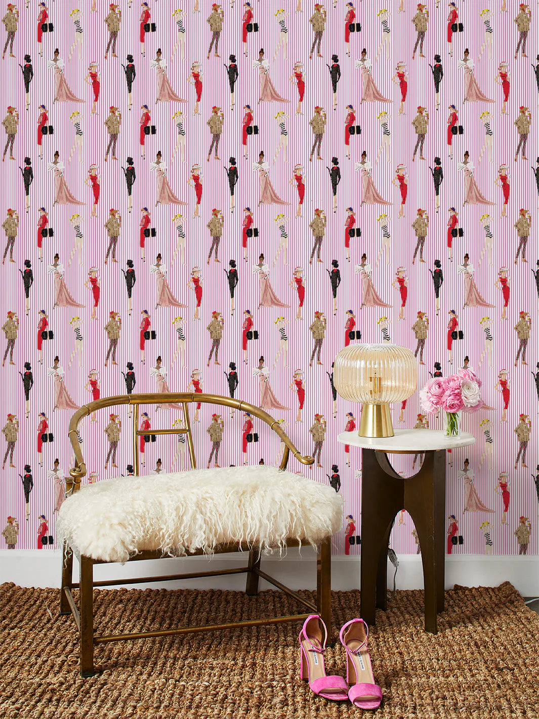 Vintage Pinstripe Wallpaper - 219 Barbie Collection