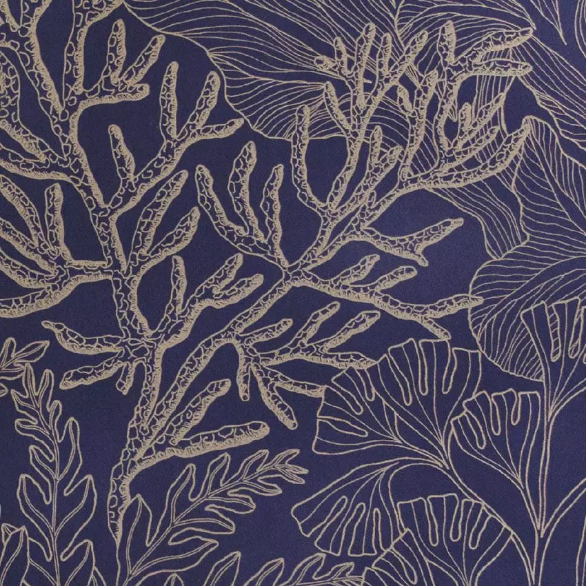 Coralline Midnight Gold Wallpaper by Abigail Borg