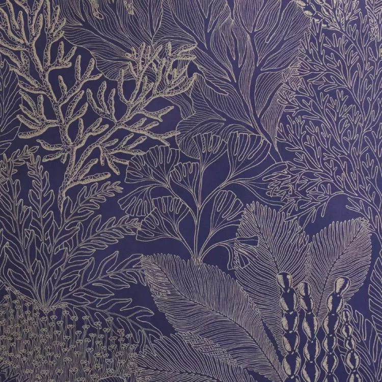 Coralline Midnight Gold Wallpaper by Abigail Borg