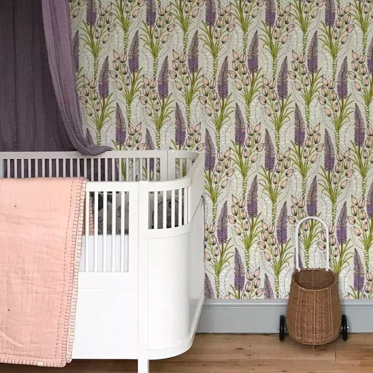 Foxtail Lily Taupe Wallpaper by Abigail Borg