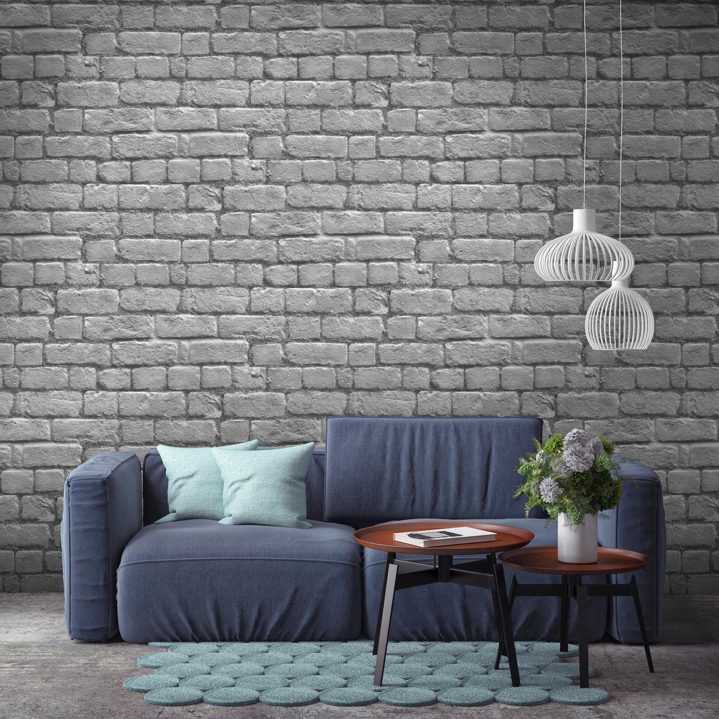 Silver Grey Brick Wallpaper by Woodchip & Magnolia