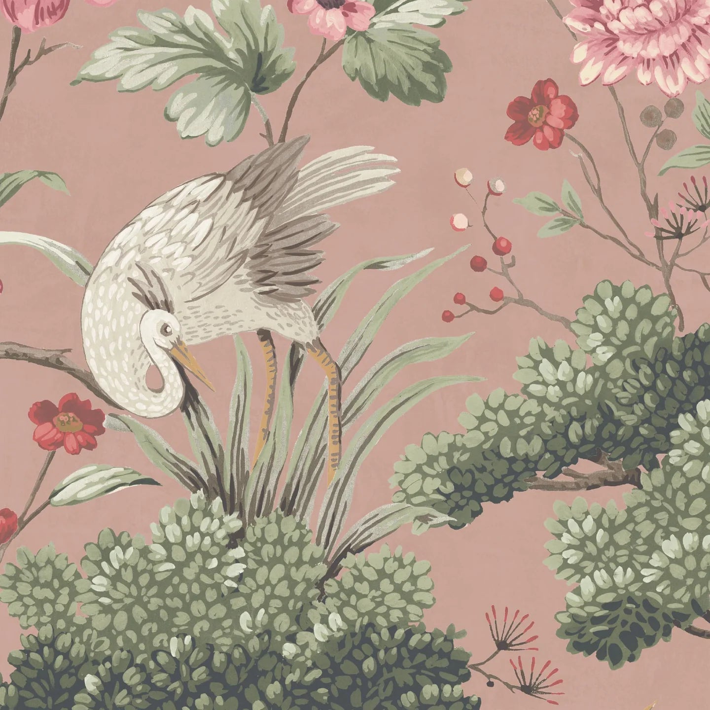 Crane Bird  Wallpaper by Woodchip & Magnolia