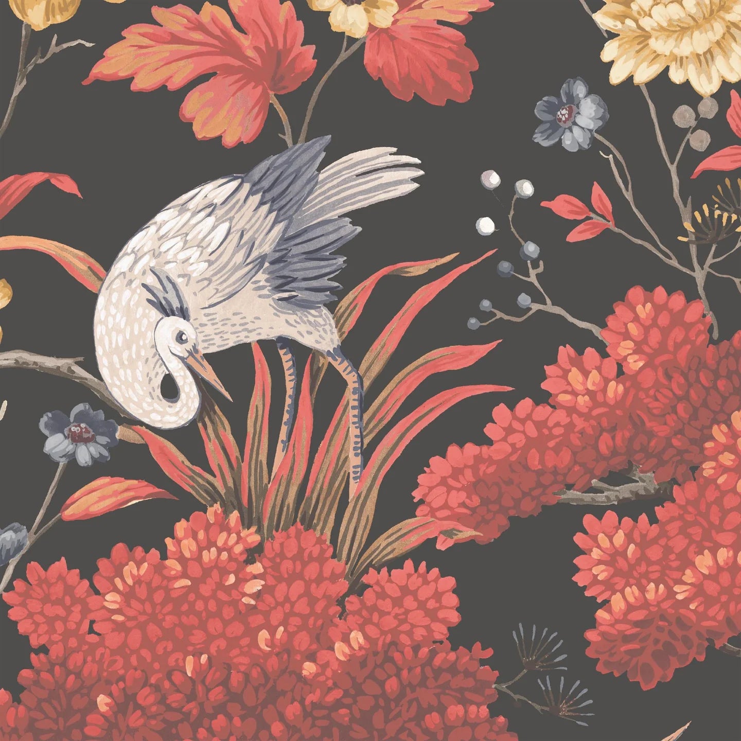 Crane Bird  Wallpaper by Woodchip & Magnolia