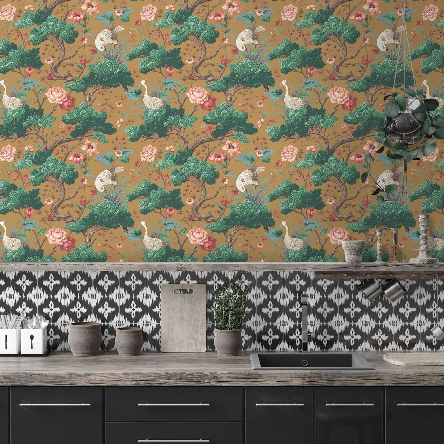 Crane Bird  Wallpaper by Woodchip & Magnolia