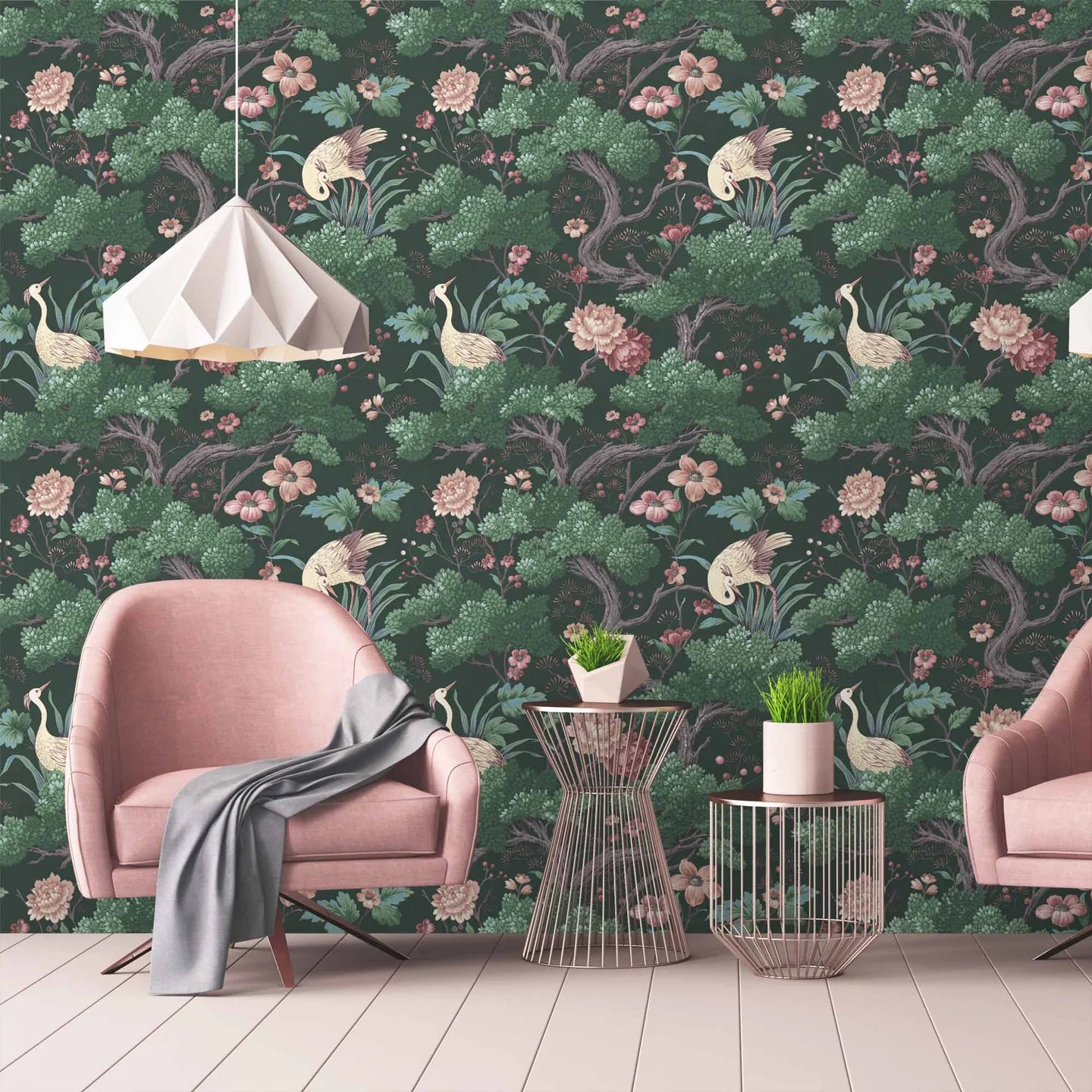 Crane Bird  Wallpaper by Woodchip & Magnolia