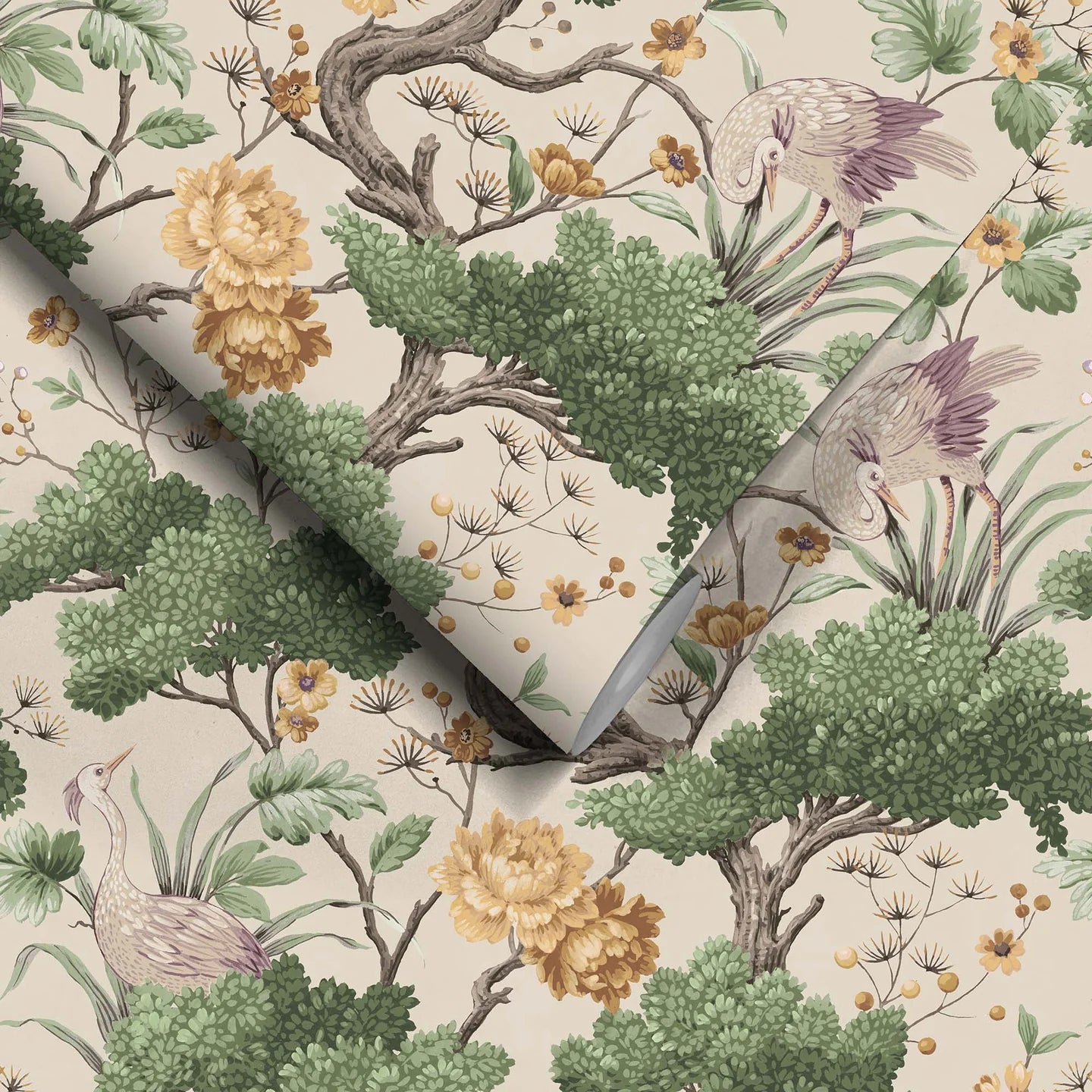 Crane Bird  Wallpaper by Woodchip & Magnolia