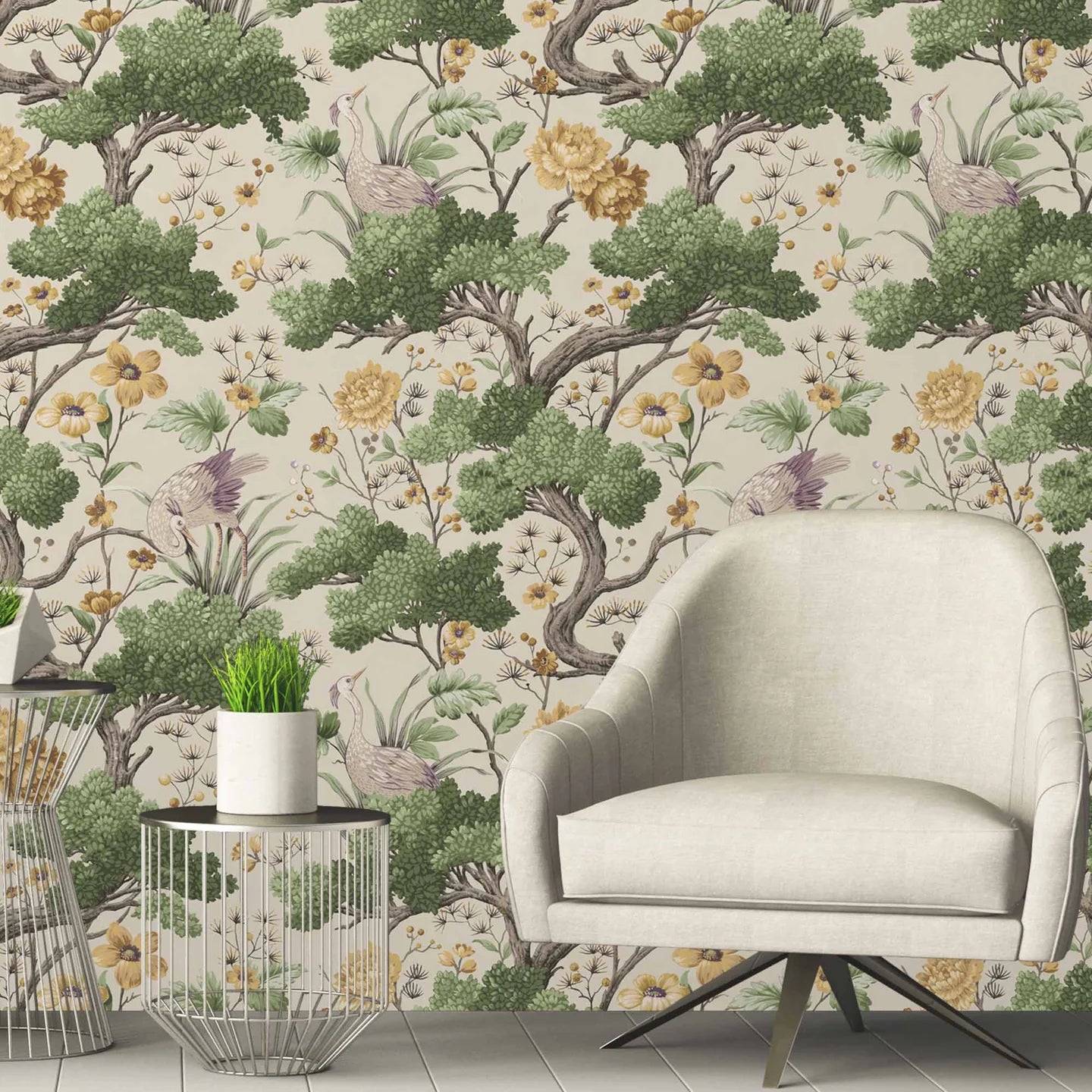 Crane Bird  Wallpaper by Woodchip & Magnolia
