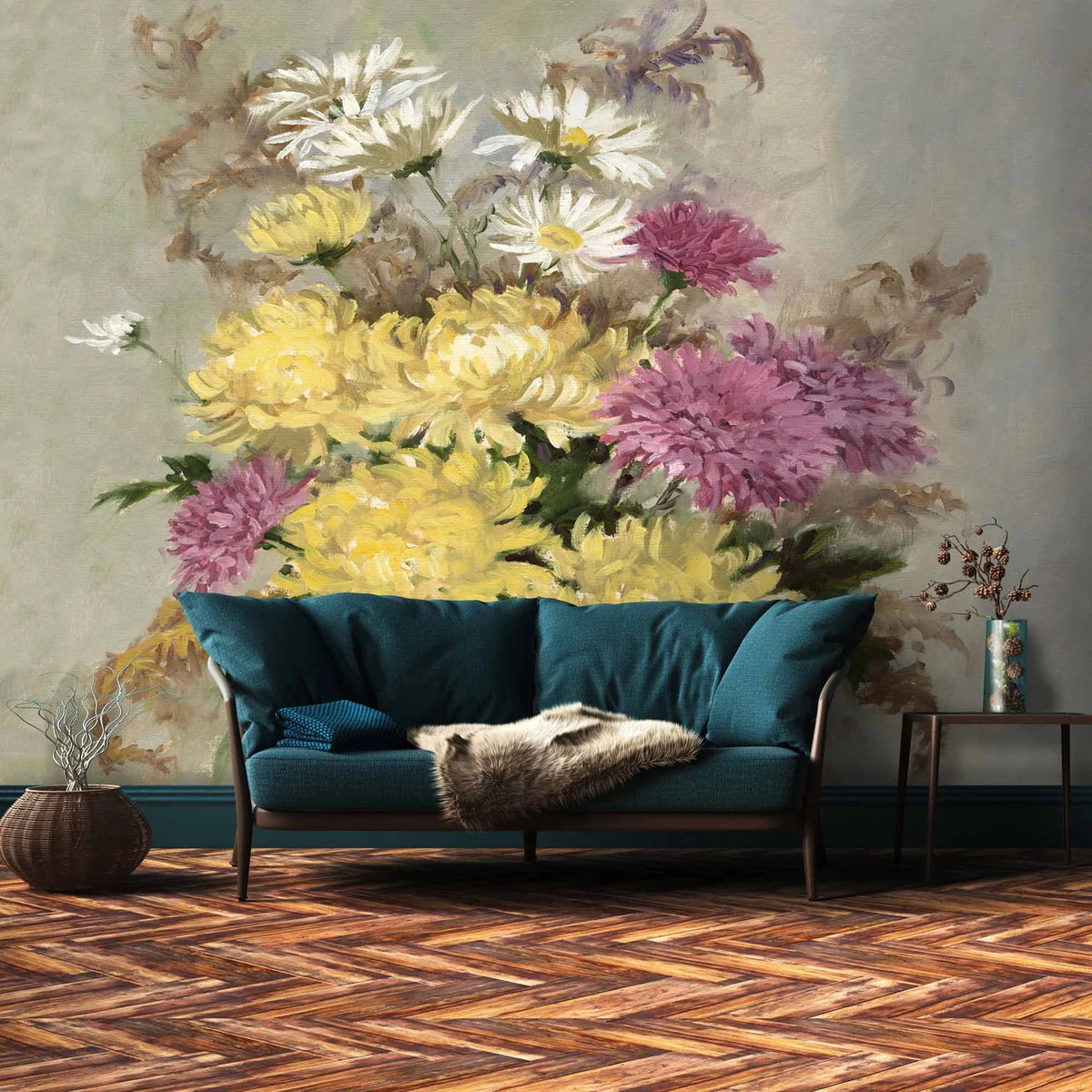 September Chrysanthemum Mural by Woodchip & Magnolia