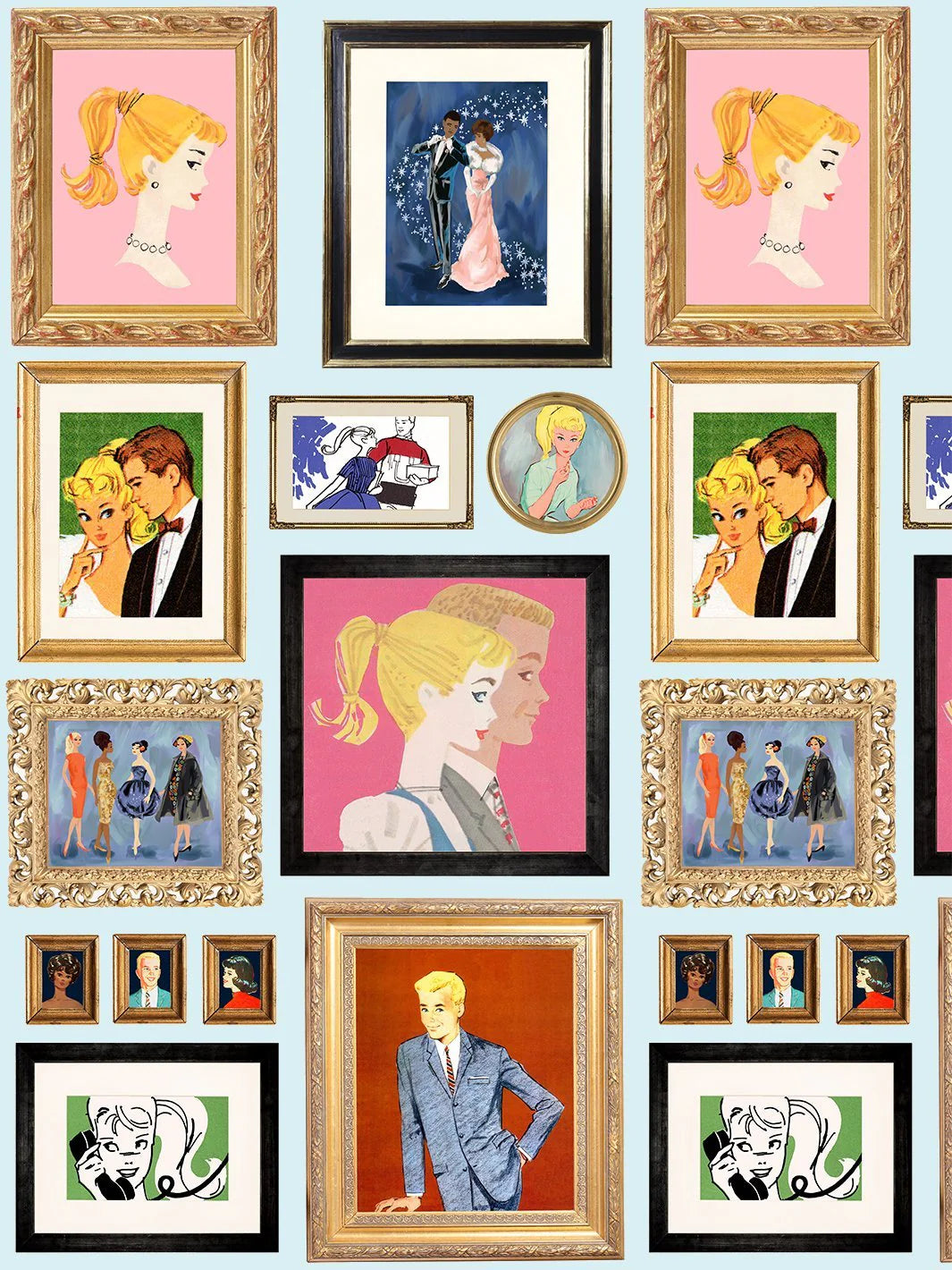 Gallery Walls Illustrated Wallpaper- 219 Barbie Collection