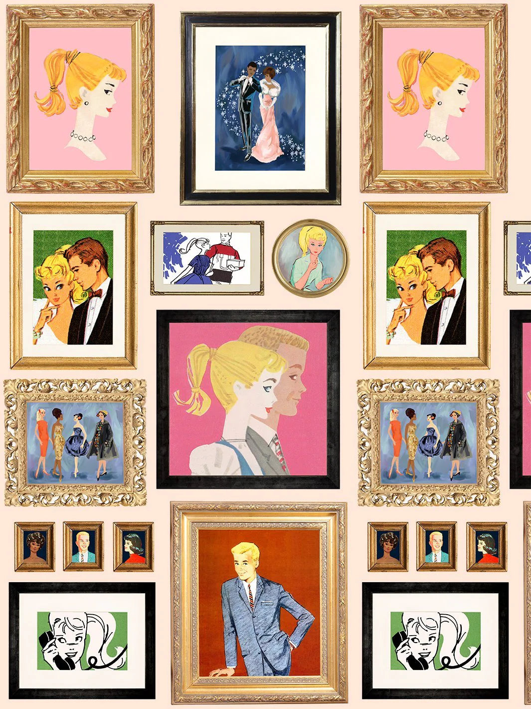 Gallery Walls Illustrated Wallpaper- 219 Barbie Collection