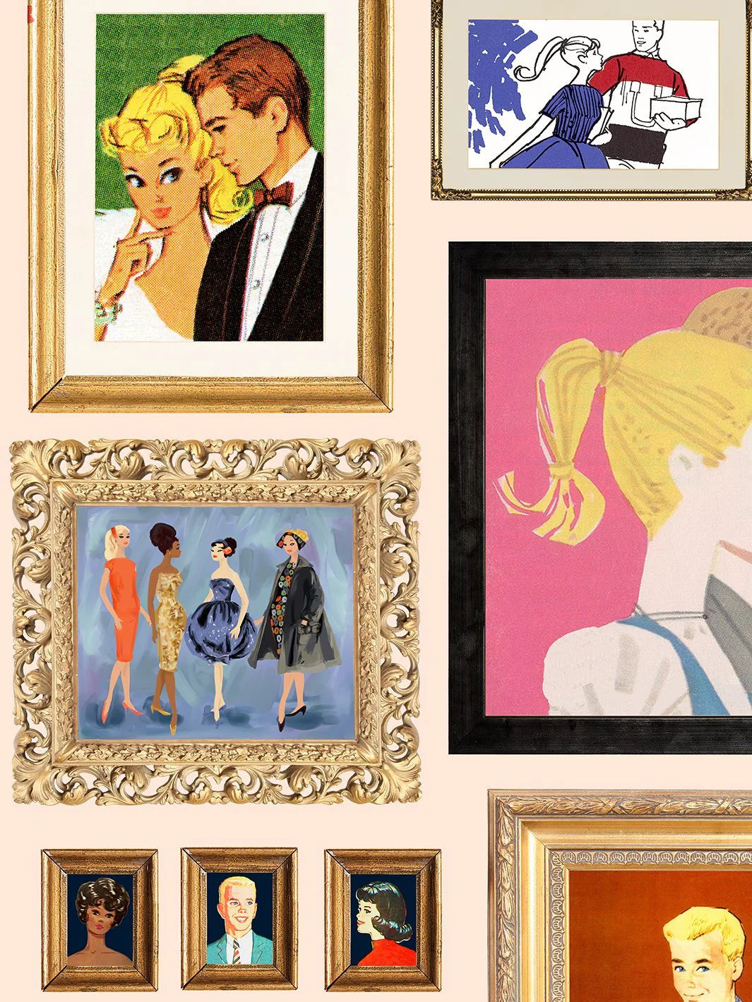 Gallery Walls Illustrated Wallpaper- 219 Barbie Collection