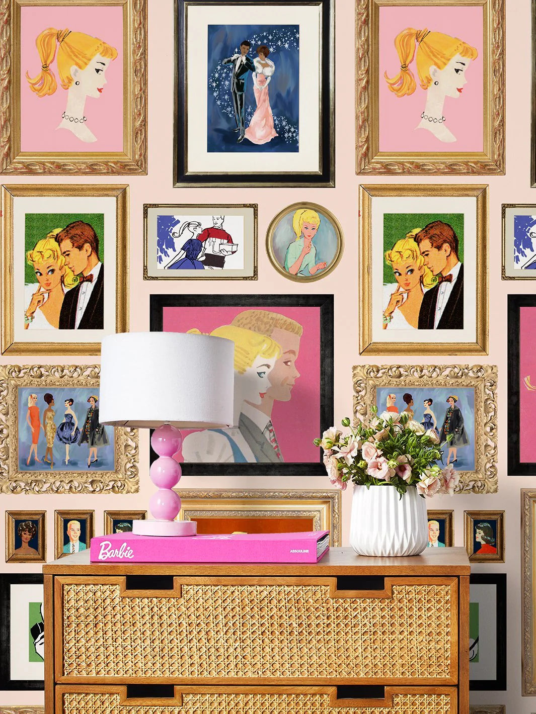 Gallery Walls Illustrated Wallpaper- 219 Barbie Collection