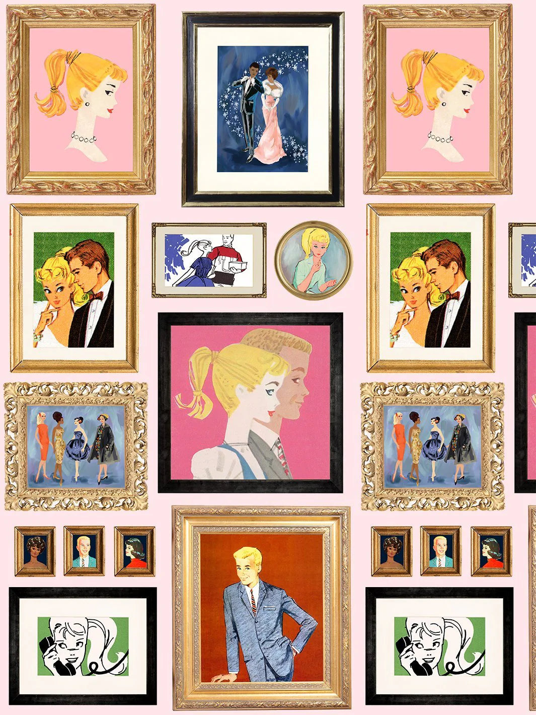 Gallery Walls Illustrated Wallpaper- 219 Barbie Collection
