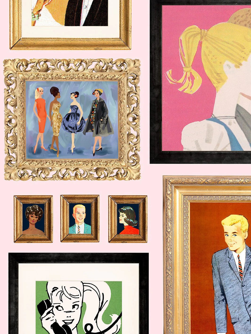 Gallery Walls Illustrated Wallpaper- 219 Barbie Collection