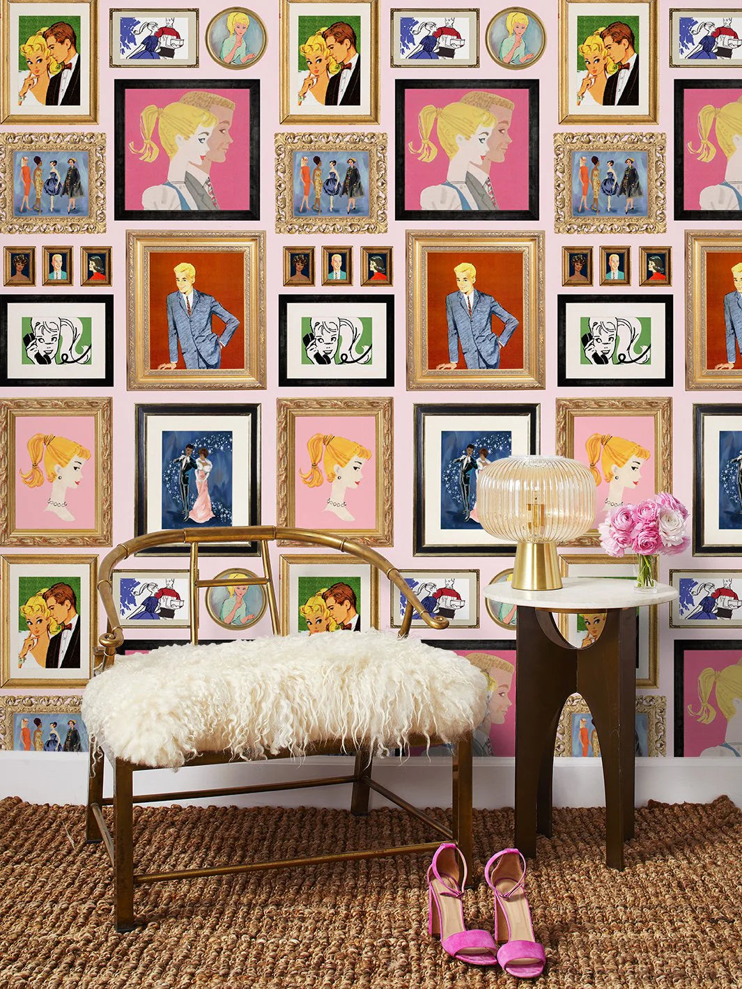 Gallery Walls Illustrated Wallpaper- 219 Barbie Collection