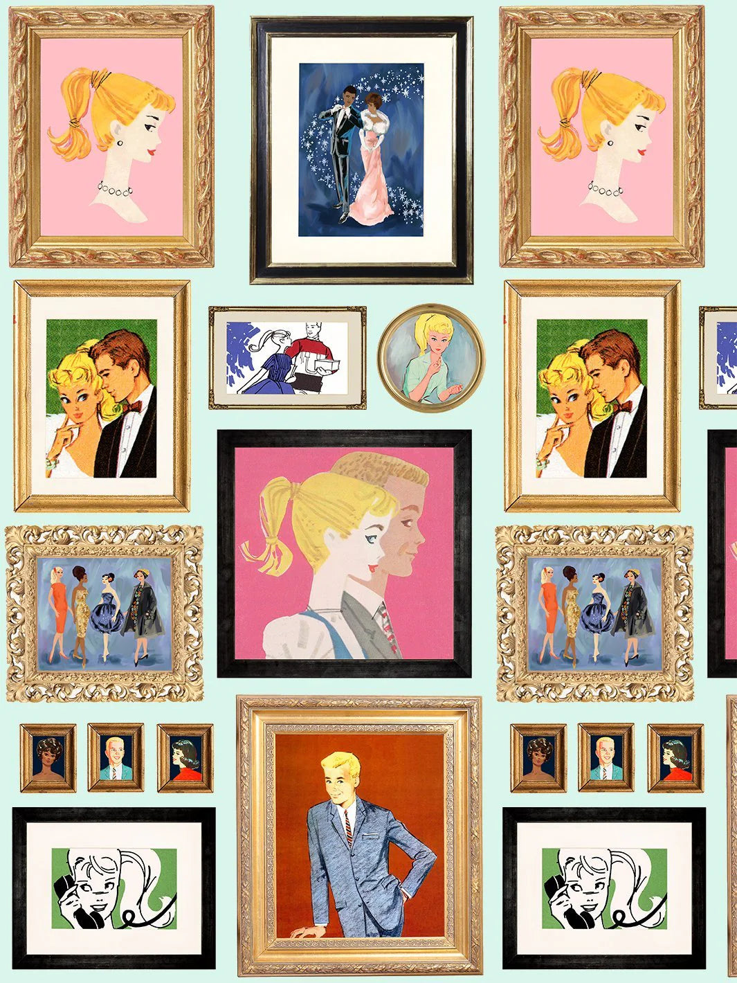 Gallery Walls Illustrated Wallpaper- 219 Barbie Collection