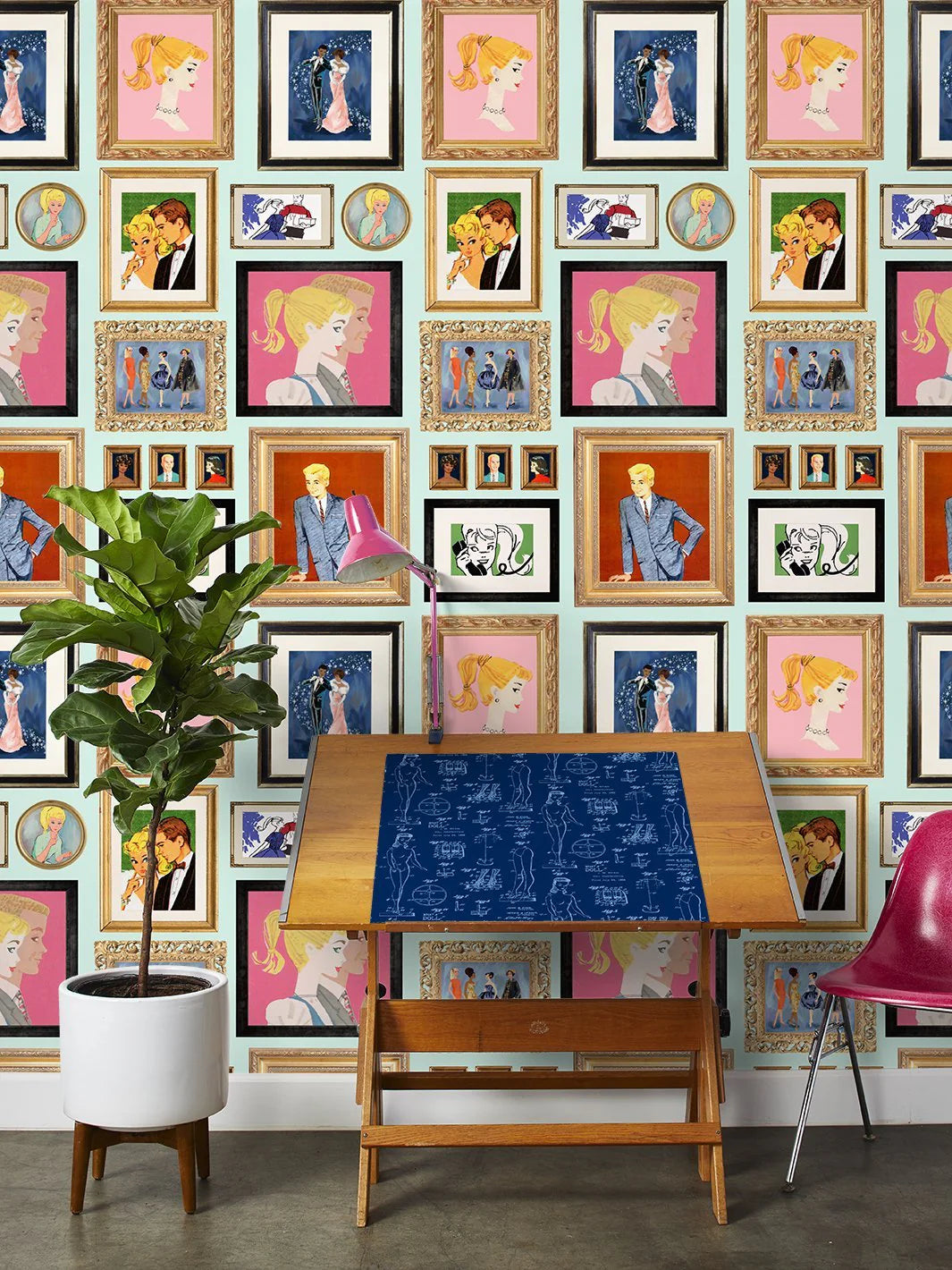 Gallery Walls Illustrated Wallpaper- 219 Barbie Collection