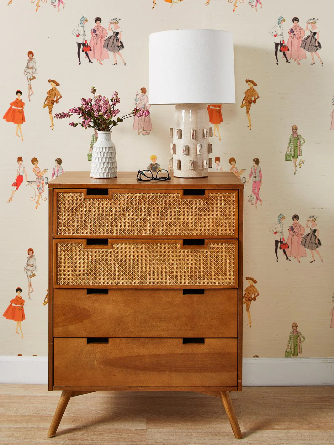 1960's Barbie Grasscloth Wallpaper