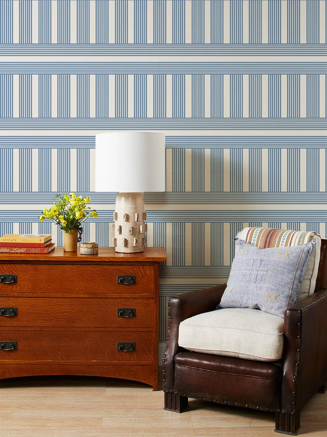 Roman Holiday Grid Grasscloth Wallpaper by Barbie