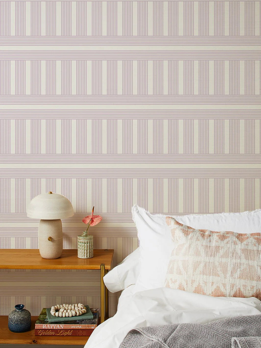 Roman Holiday Grid Grasscloth Wallpaper by Barbie