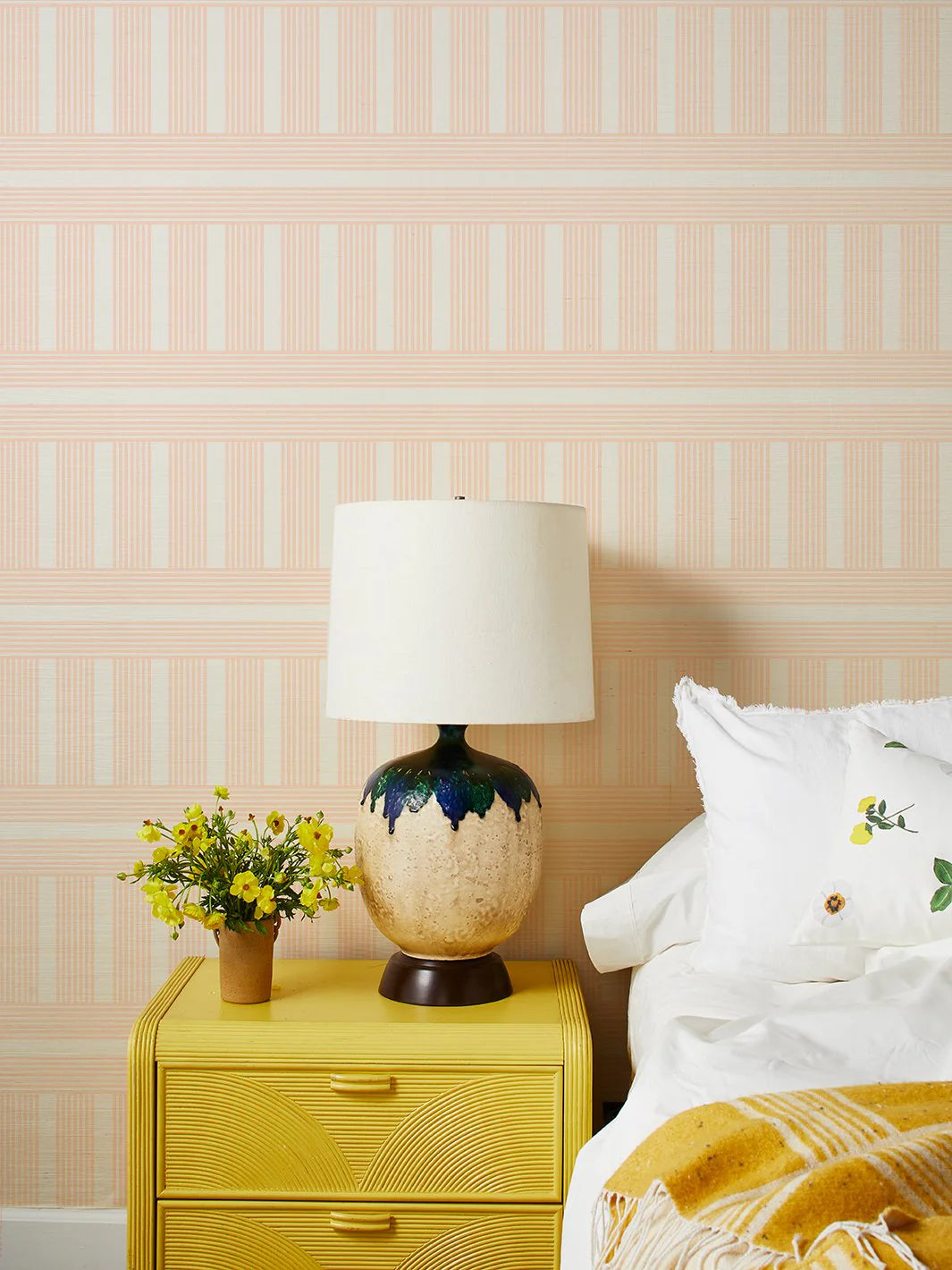 Roman Holiday Grid Grasscloth Wallpaper by Barbie