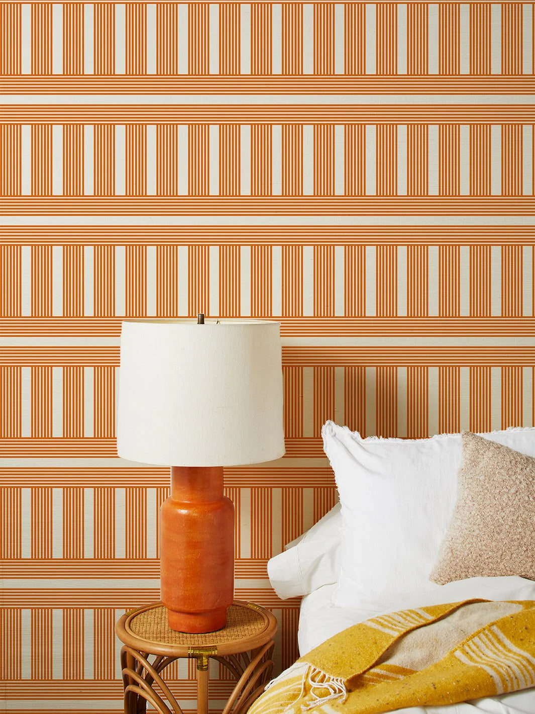 Roman Holiday Grid Grasscloth Wallpaper by Barbie