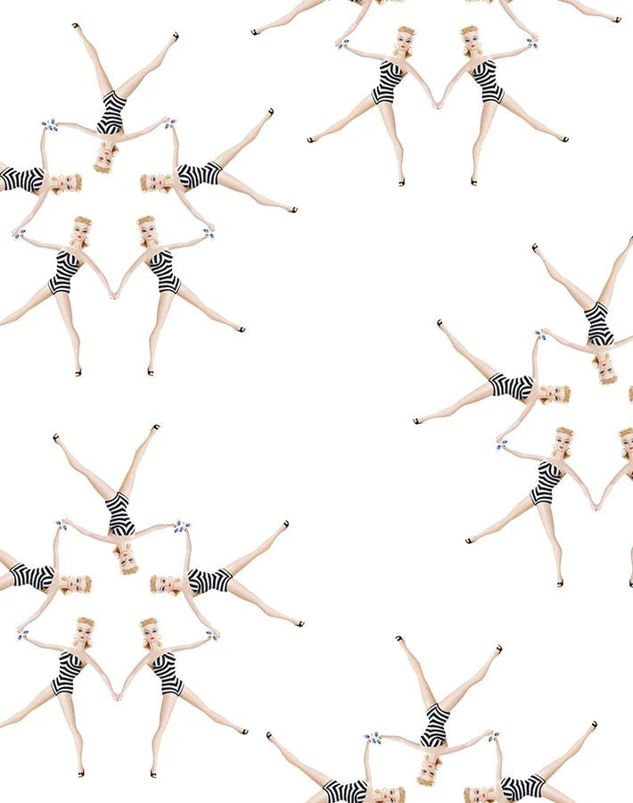 Synchronised Vintage Barbie Wallpaper