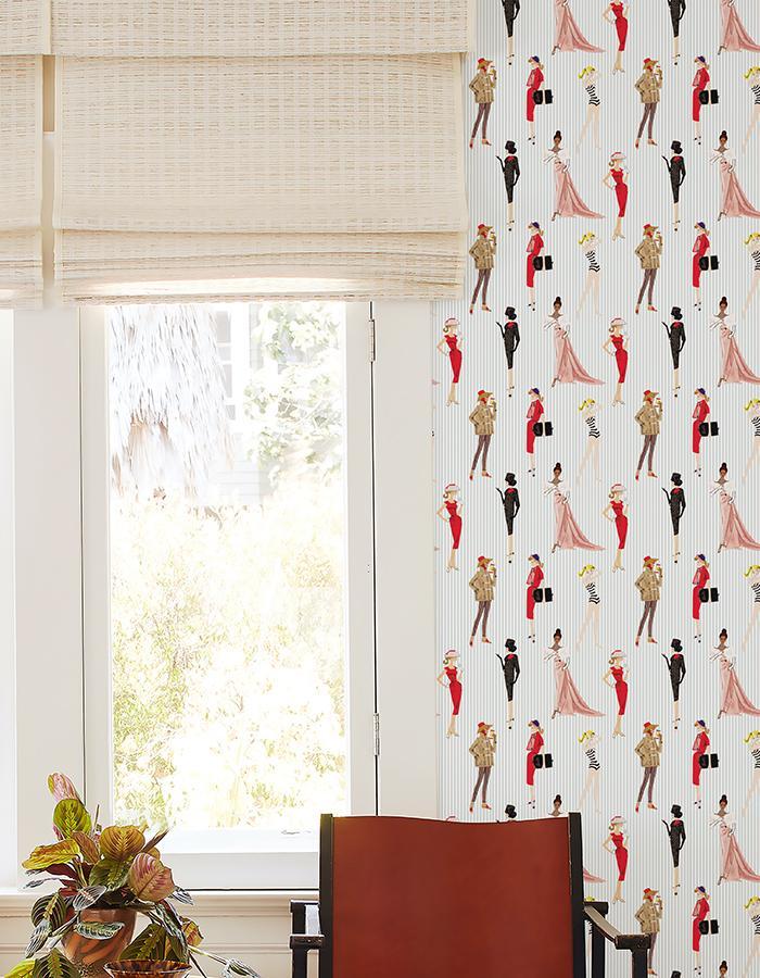 Vintage Pinstripe Wallpaper - 219 Barbie Collection