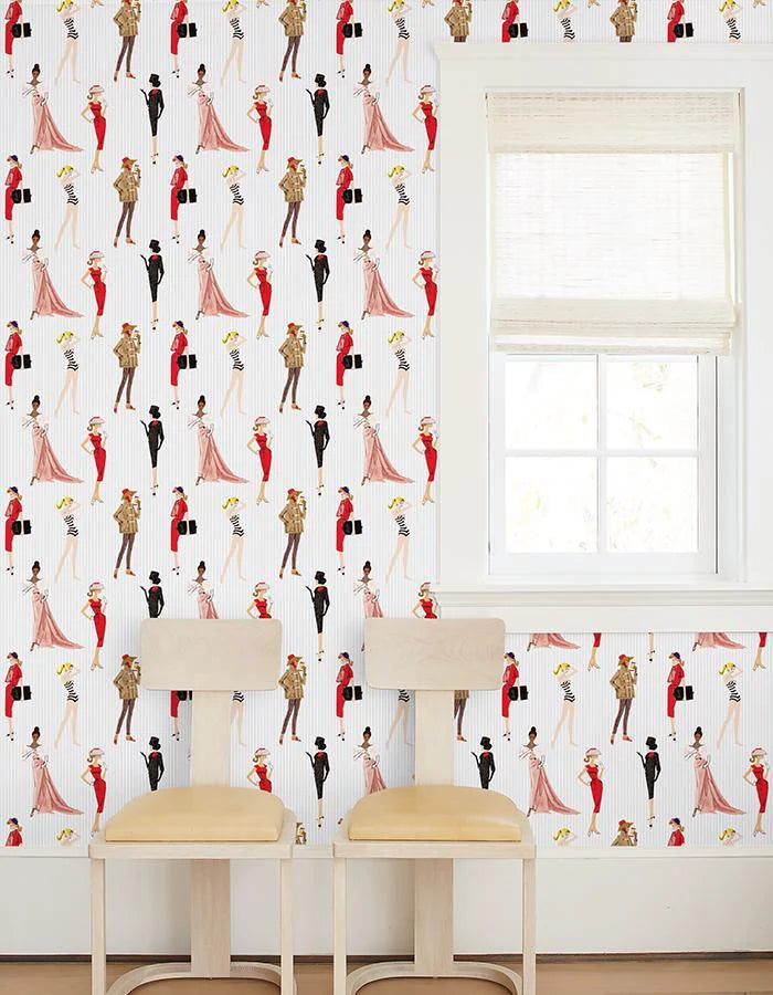 Vintage Pinstripe Wallpaper - 219 Barbie Collection