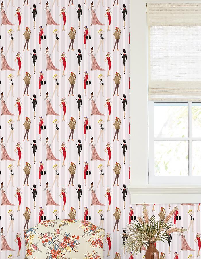 Vintage Pinstripe Wallpaper - 219 Barbie Collection