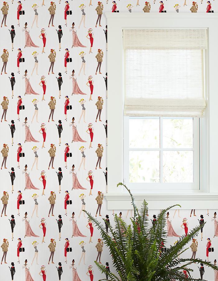 Vintage Pinstripe Wallpaper - 219 Barbie Collection