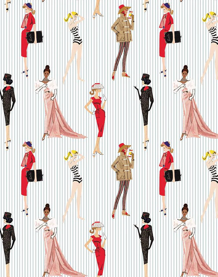 Vintage Pinstripe Wallpaper - 219 Barbie Collection