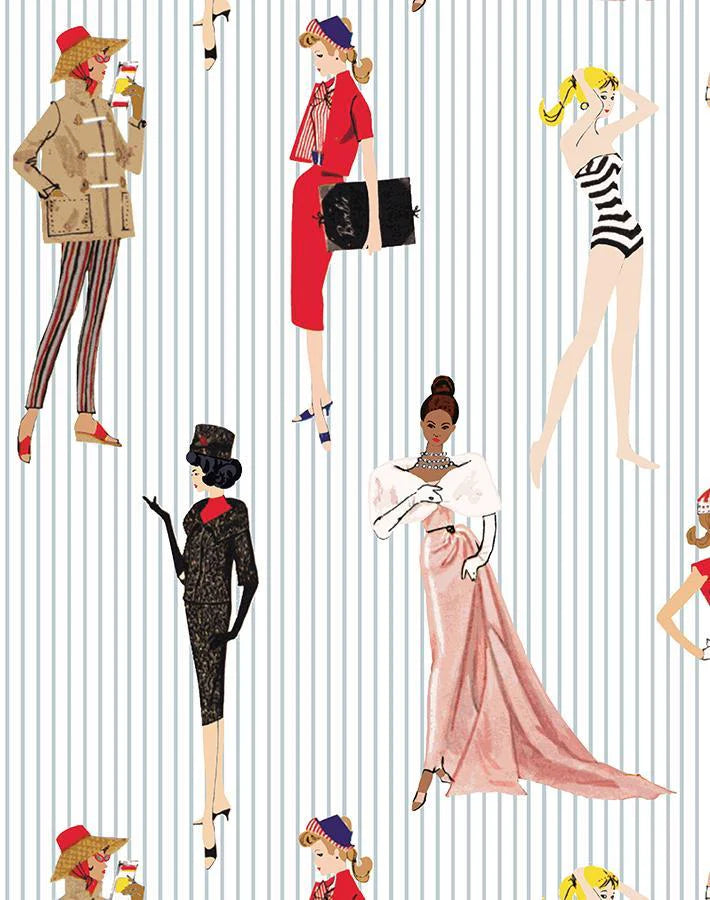 Vintage Pinstripe Wallpaper - 219 Barbie Collection