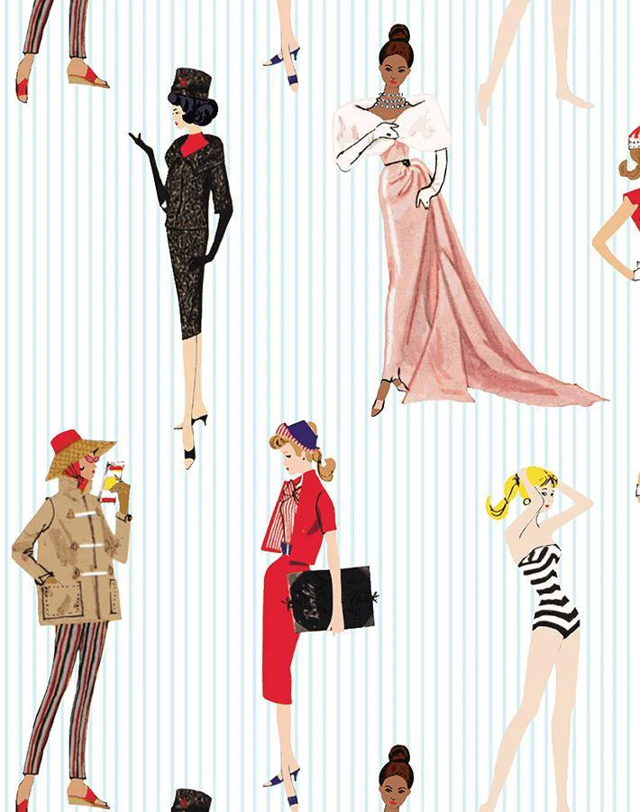 Vintage Pinstripe Wallpaper - 219 Barbie Collection