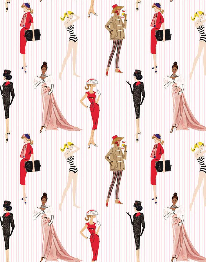 Vintage Pinstripe Wallpaper - 219 Barbie Collection