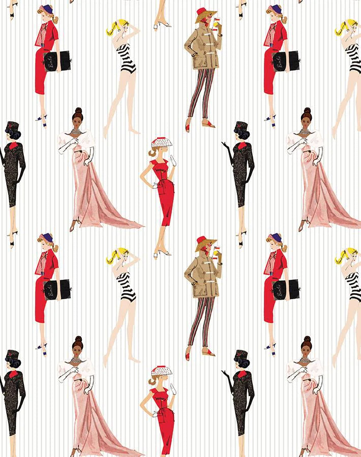 Vintage Pinstripe Wallpaper - 219 Barbie Collection