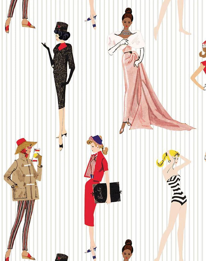 Vintage Pinstripe Wallpaper - 219 Barbie Collection