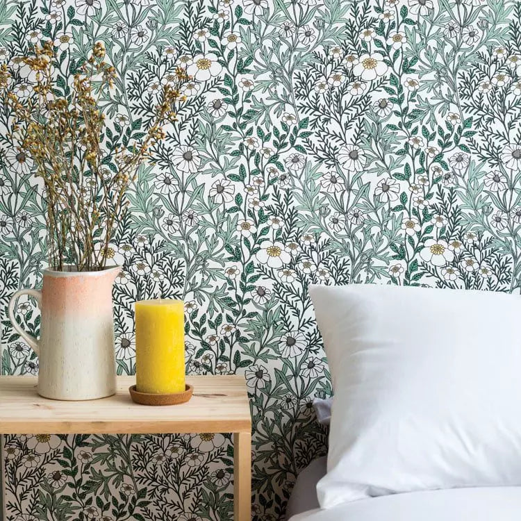 Feverfew Wallpaper by Abigail Borg