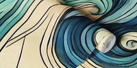 Abstract Ocean Waves in Art Deco Mural by HappyWall