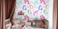Cute Baby Unicorns on a Pastel Sky Mural by HappyWall