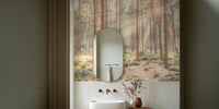 Misty Forest With Sunrays Mural by HappyWall