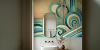 Art Deco Ocean Waves Mural by HappyWall