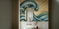 Abstract Ocean Waves in Art Deco Mural by HappyWall
