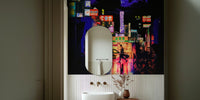 Neon City Lights Mural by HappyWall