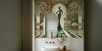 Vintage Elegance Scene in Art Deco Mural by HappyWall