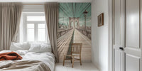 New York City Brooklyn Bridge Urban Vintage Mural by HappyWall