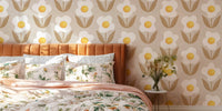 Surrealist Fried Egg Flowers Mural by HappyWall
