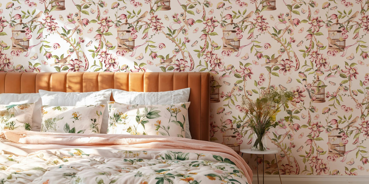 Enchanted Garden Birds Chinoiserie Mural by HappyWall